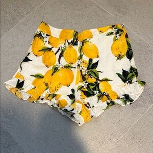NWT LUCCA Lemon Print Women's Shorts with ruffle detail
